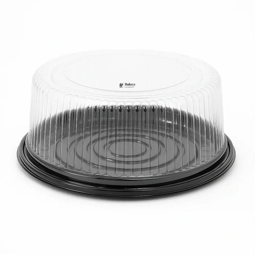 20x8.5Cm| 1/2 Kg Cake Carrier With Lid| Plastic Cake Carrier with Black Base and Transparent Lid| Pack of 10