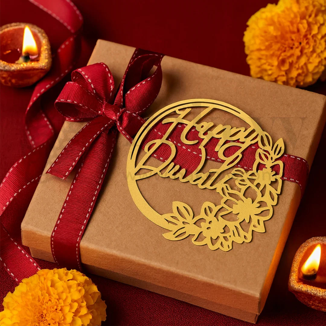 4 Inch| Happy Diwali Topper D4- Self Adhesive| 1 Piece