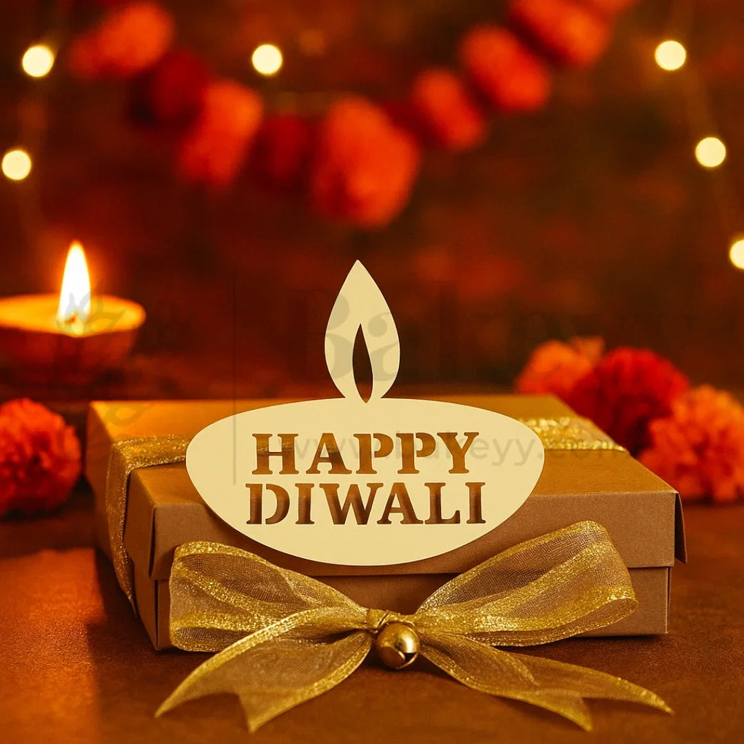 4 Inch| Happy Diwali Topper D6- Self Adhesive| 1 Piece