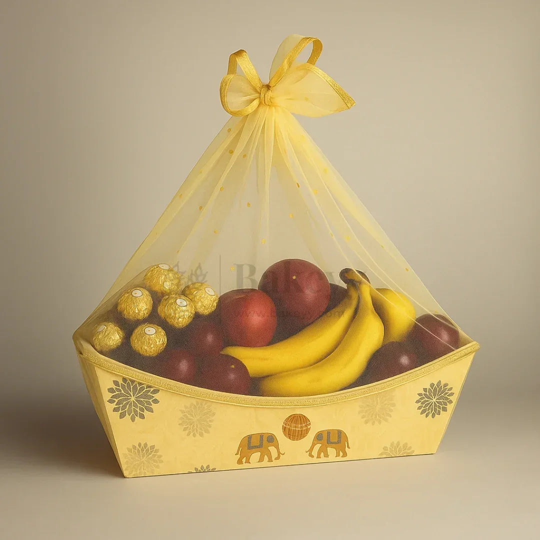Decorative Gift Basket | Net Basket| Mixed Designs with Golden Net| 1 Piece - Bakeyy.com - India - Decorative Gift Basket | Net Basket| Mixed Designs with Golden Net| 1 Piece - Default Title