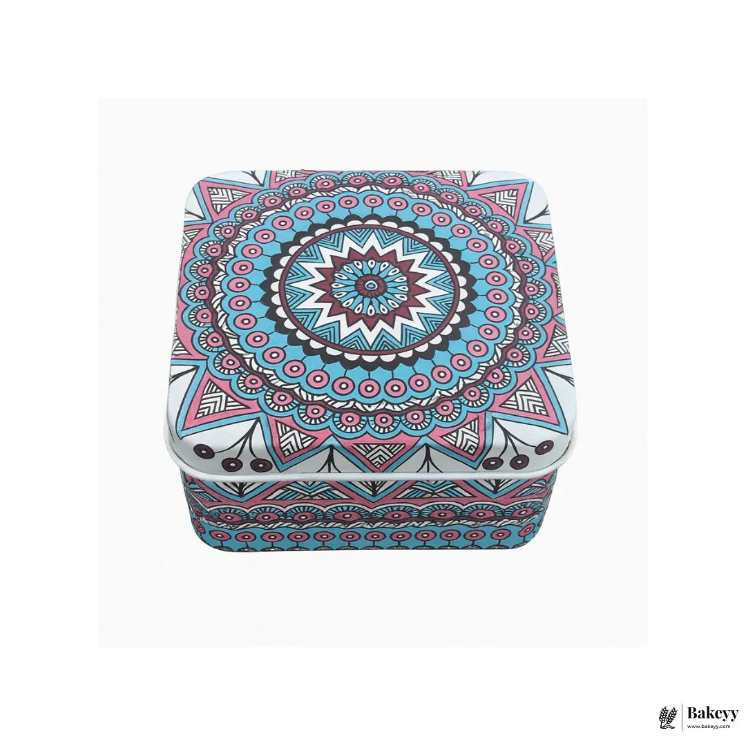 6x6x4Cm| Square Mandala Tin Box| Random Print Mandala Tin Box| Pack of 12