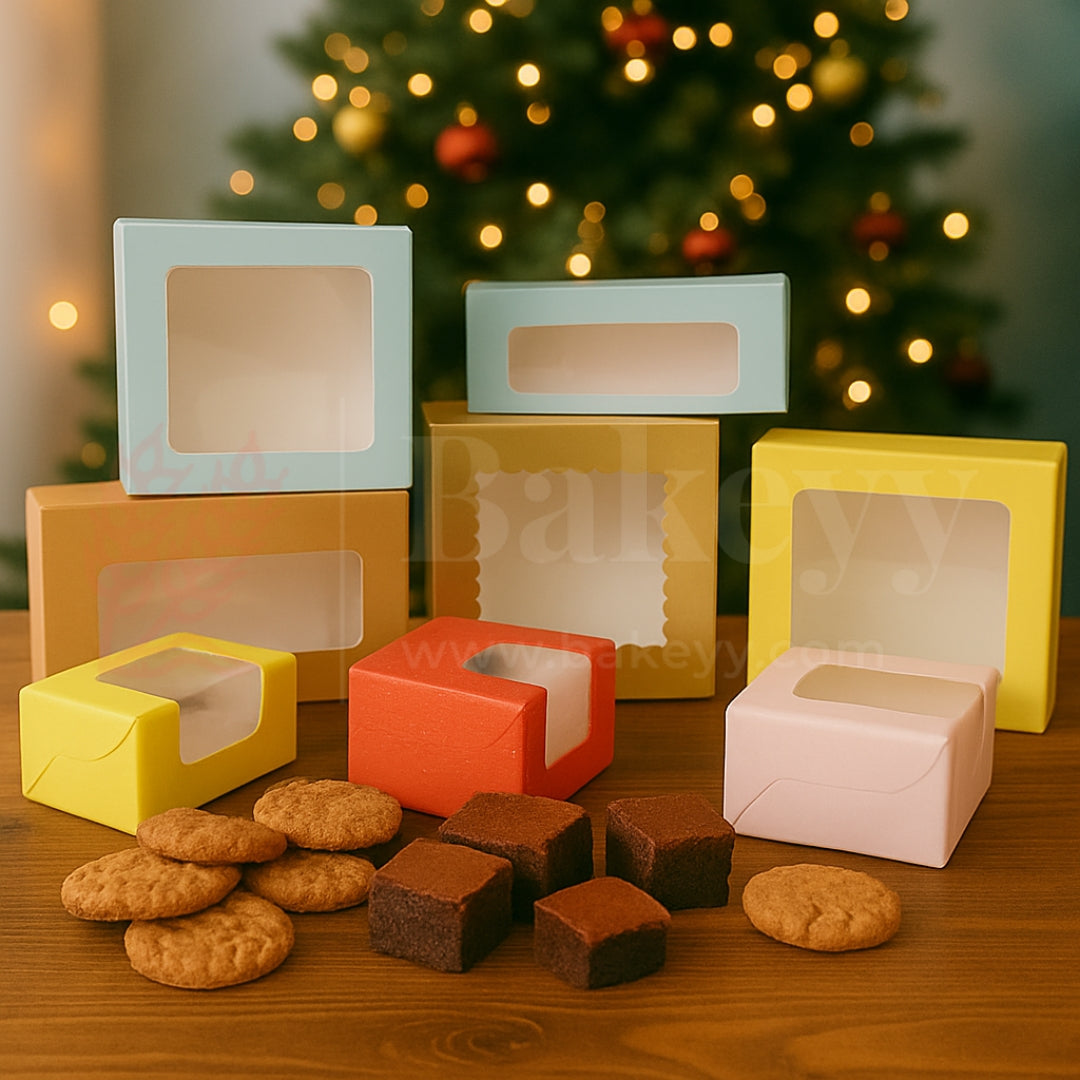 Coloured Brownie Boxes | Perfect for Brownies, Cookies | Pack of 10