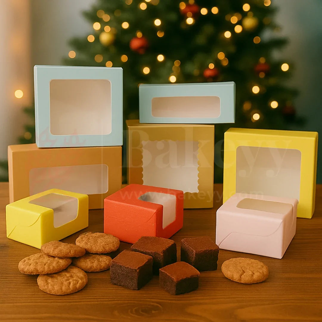Coloured Brownie Boxes | Perfect for Brownies, Cookies | Pack of 10