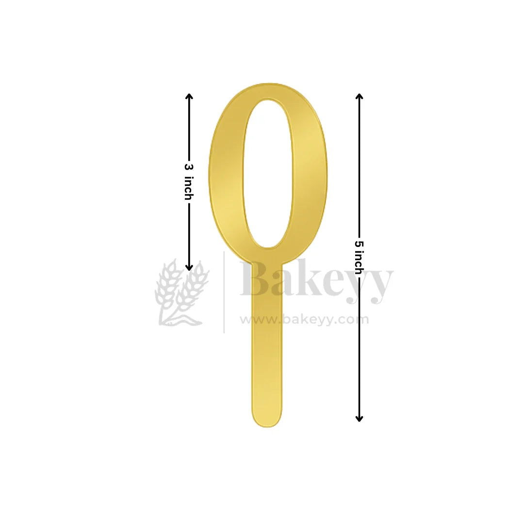 5 Inch | Golden Cake Topper Number 0 | 1 Piece