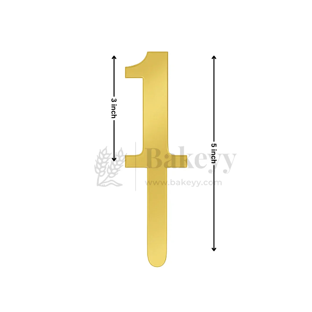 5 Inch | Golden Cake Topper Number 1 | 1 Piece