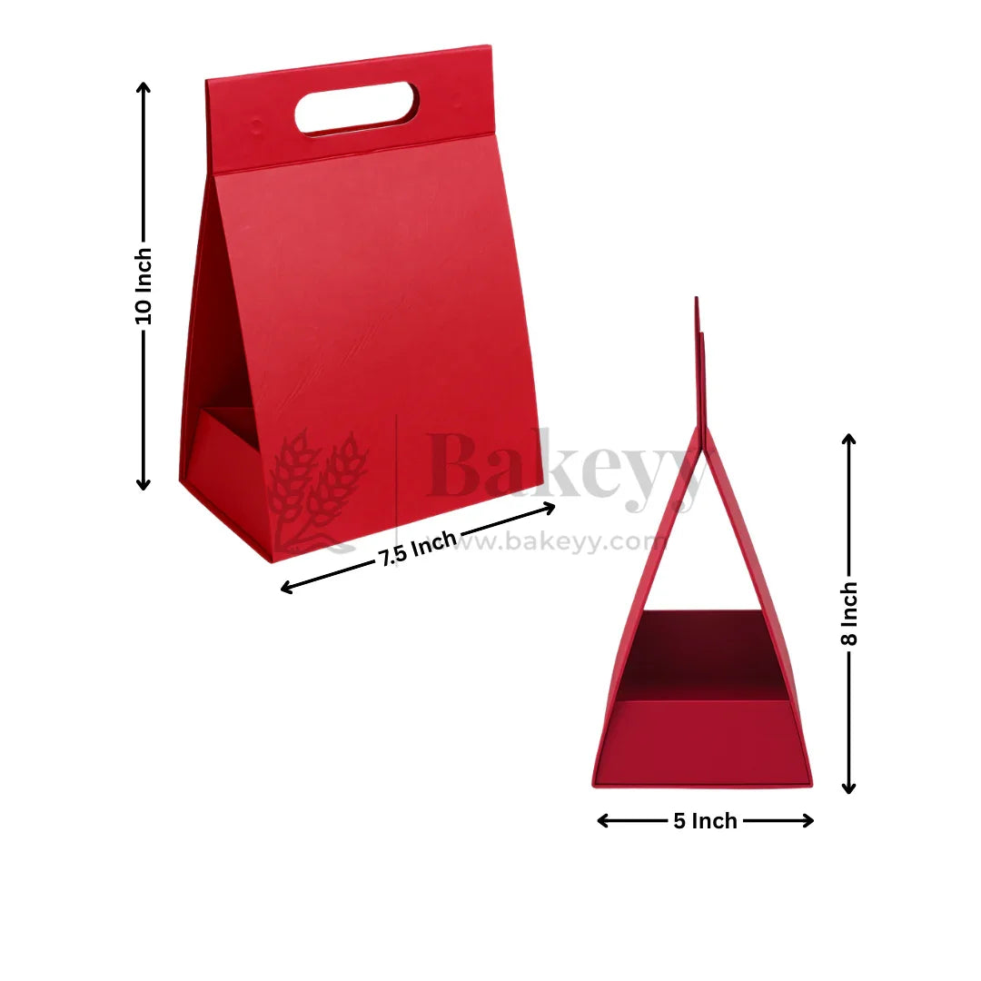 7.5x5x10 Inches | Triangular Collapsible Hamper Box | Red | Pack of 1