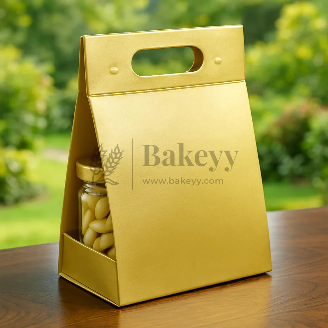 7.5x5x10 Inches | Triangular Collapsible Hamper Box | Gold | Pack of 1