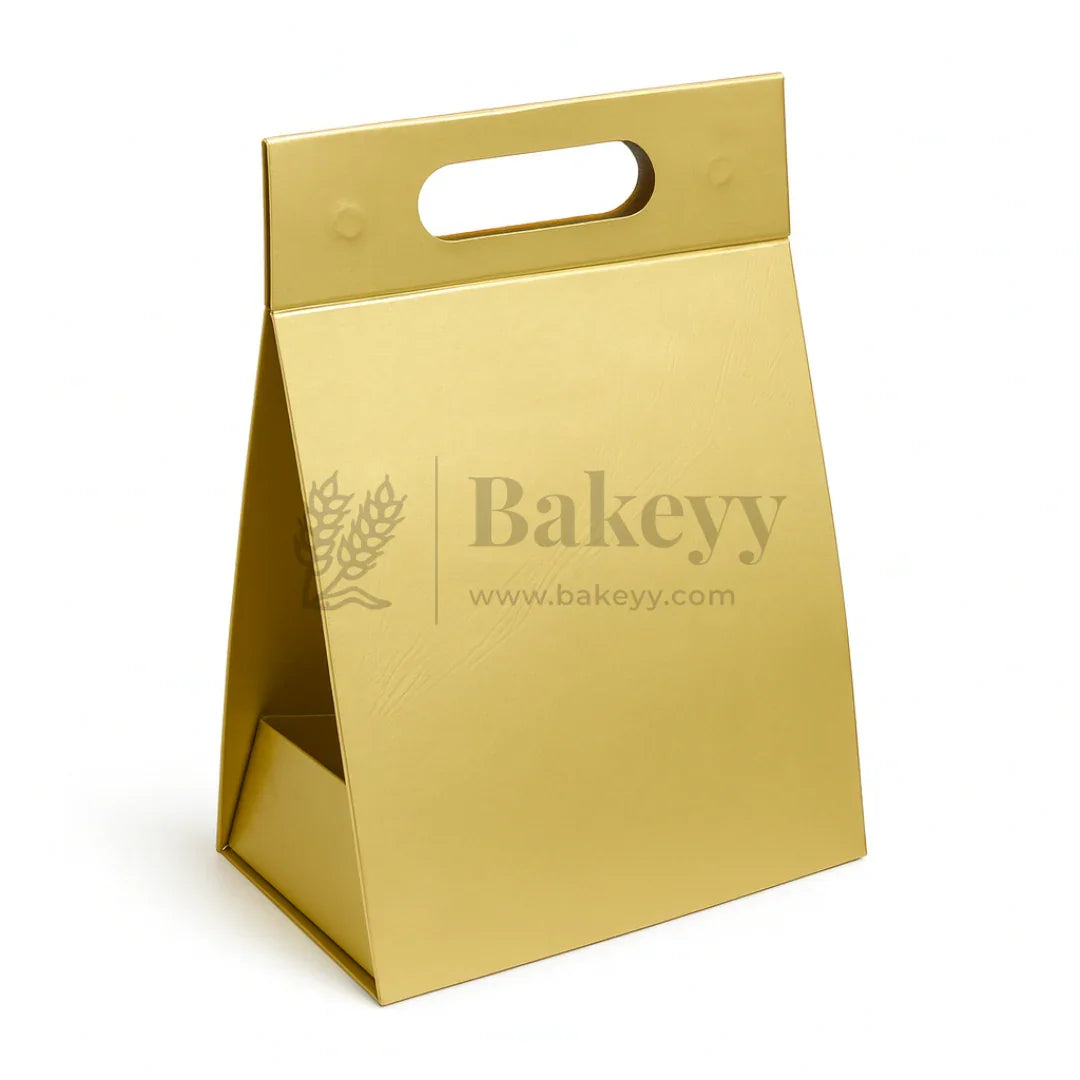 7.5x5x10 Inches | Triangular Collapsible Hamper Box | Gold | Pack of 1