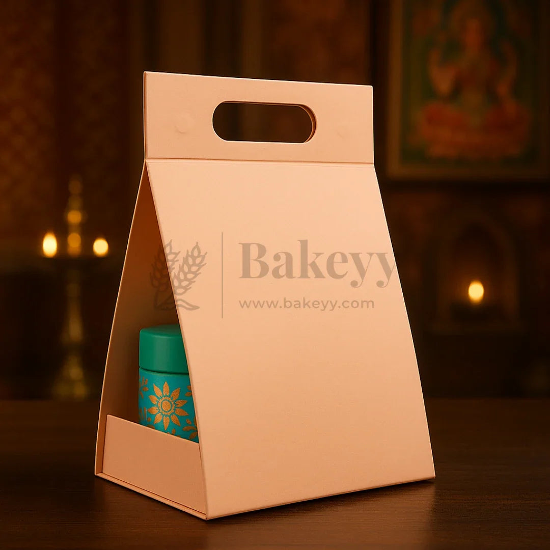 7.5x5x10 Inches | Triangular Collapsible Hamper Box | Peach | Pack of 1