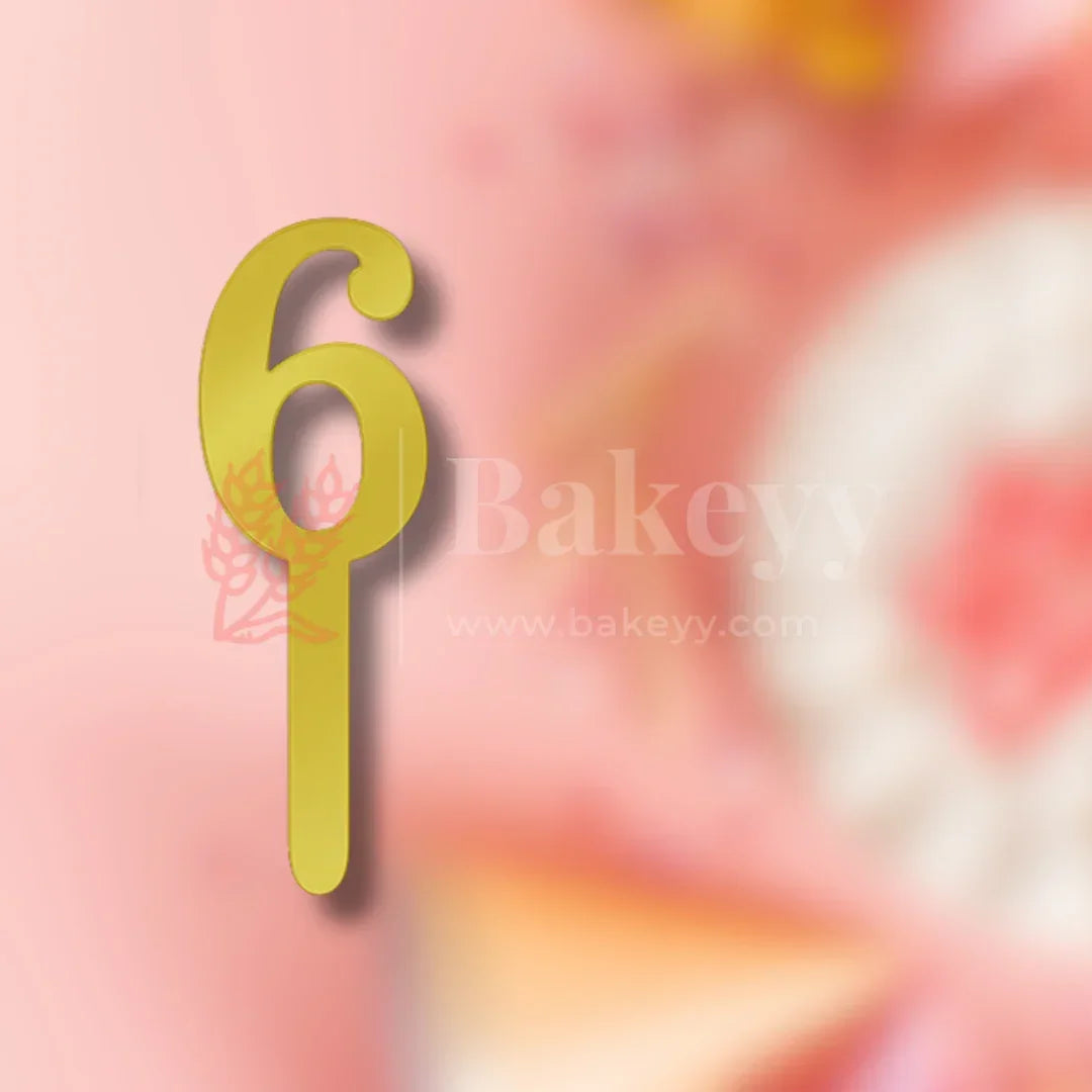 3 Inch | Golden Cake Topper Number 6 | 1 Piece