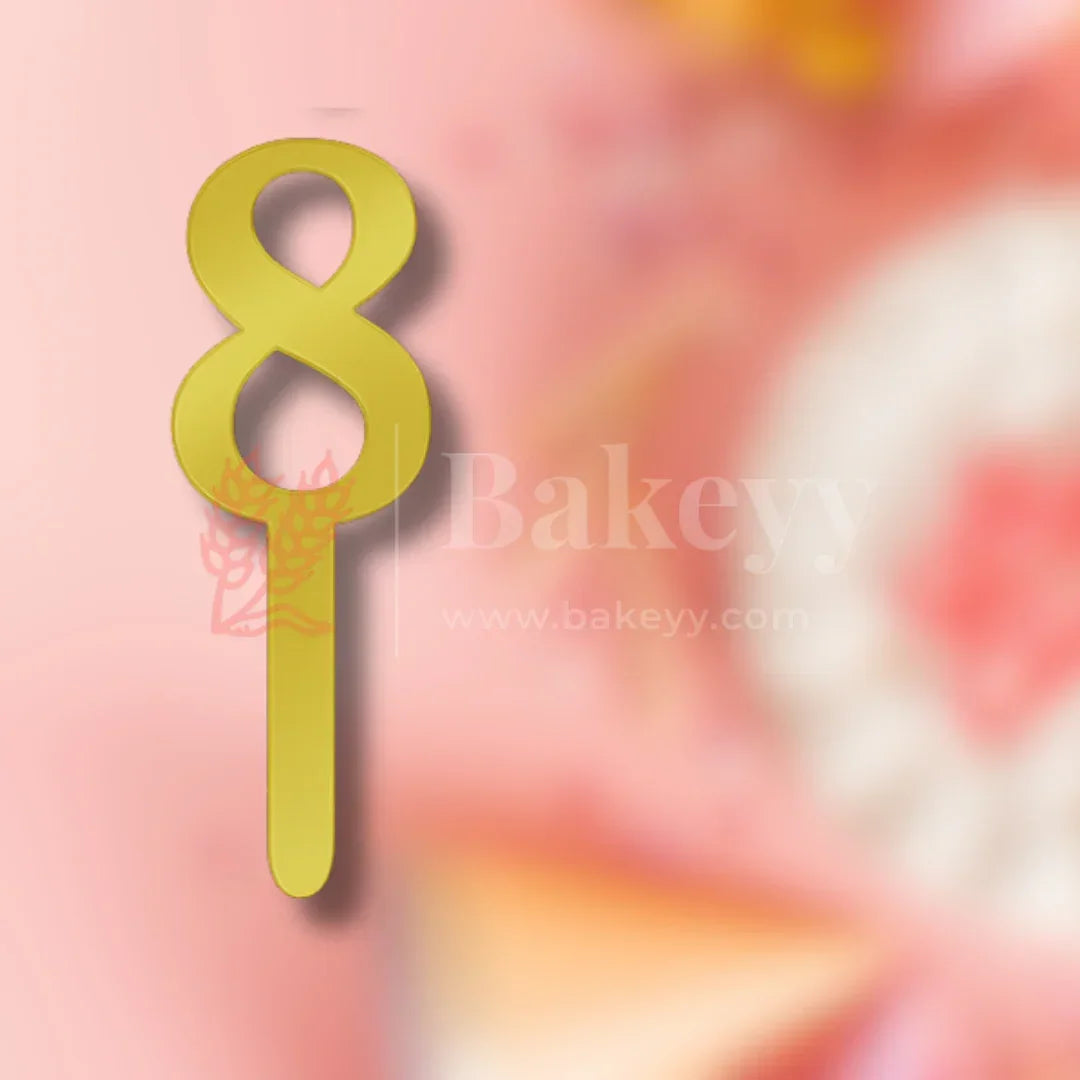3 Inch | Golden Cake Topper Number 8 | 1 Piece