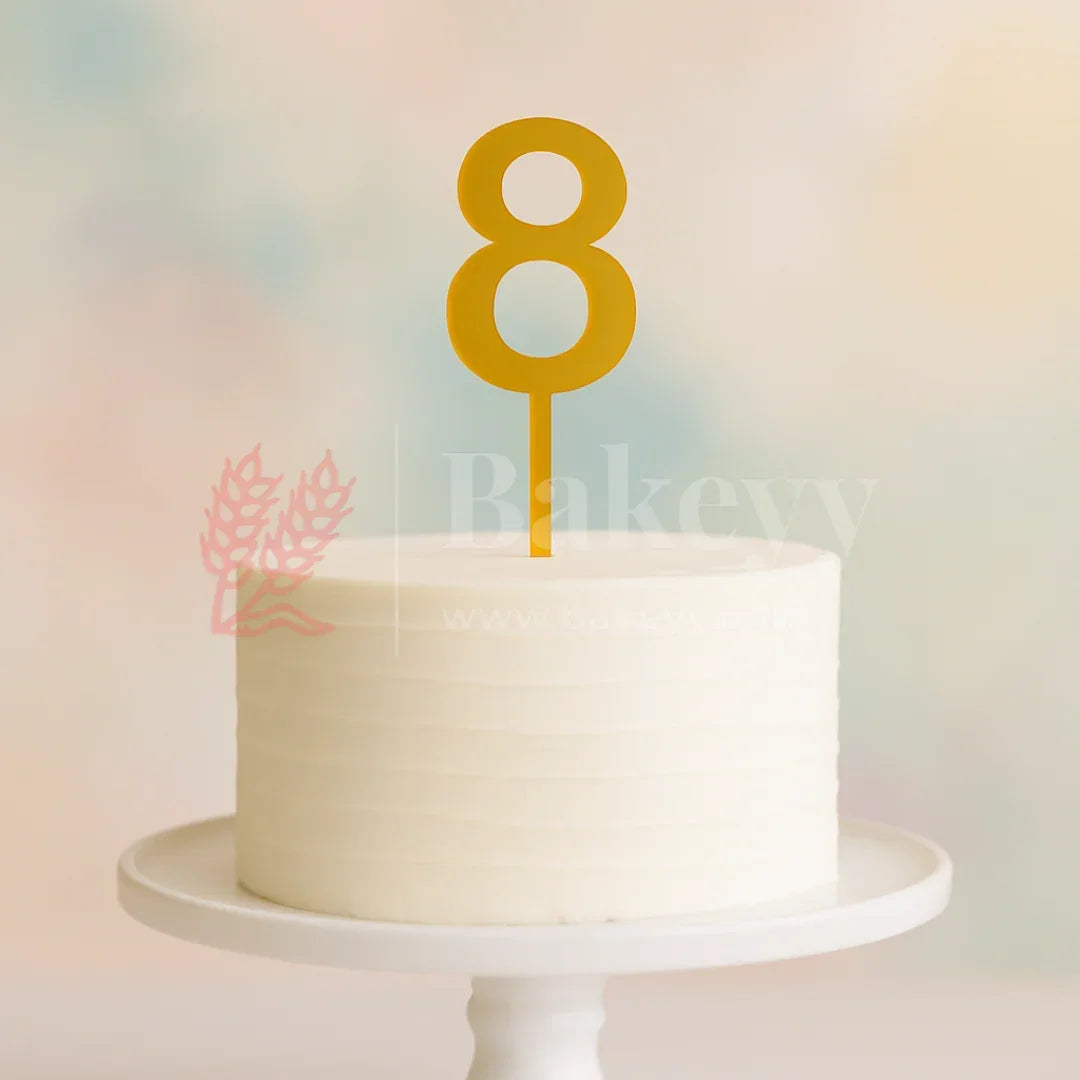 3 Inch | Golden Cake Topper Number 8 | 1 Piece