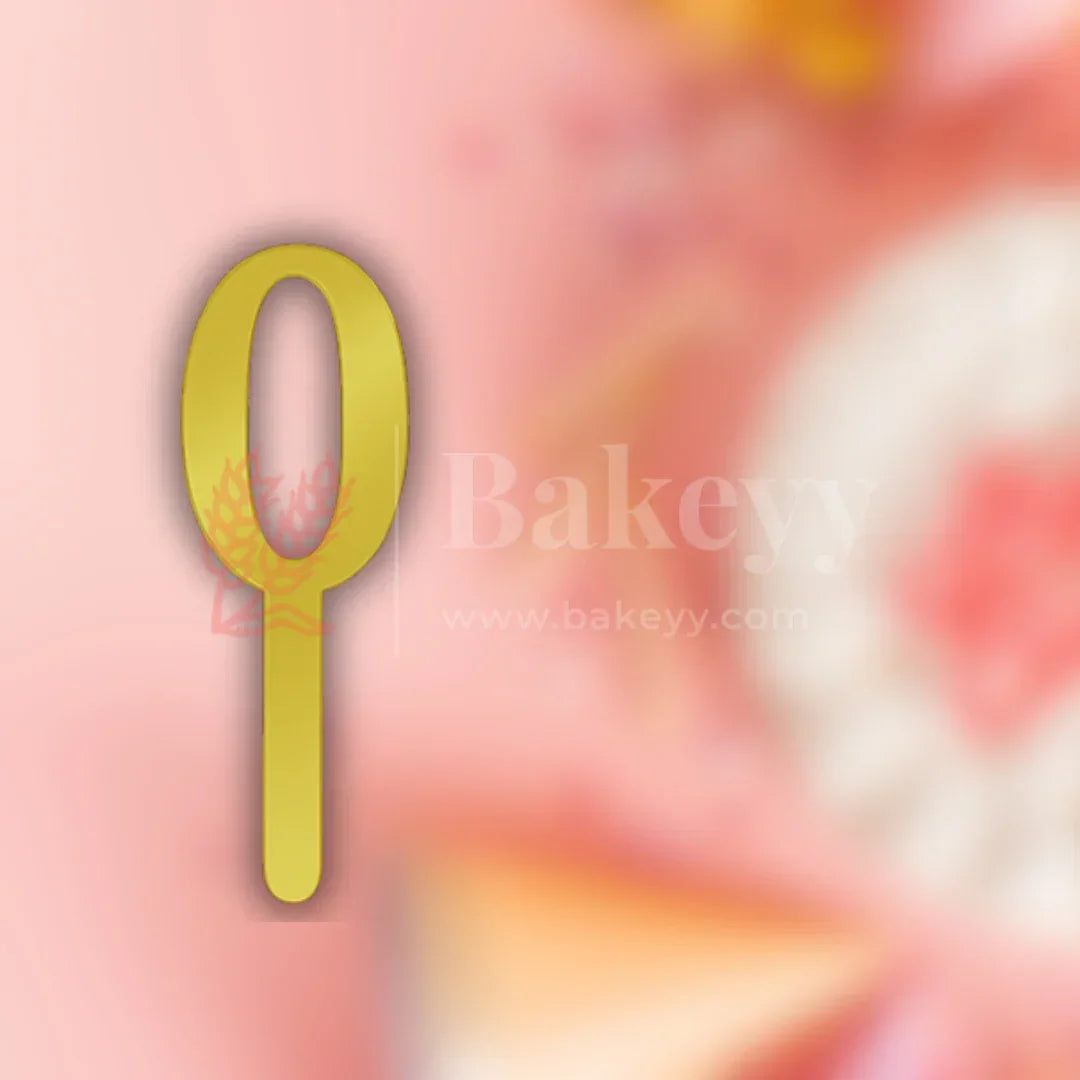 3 Inch | Golden Cake Topper Number 0 | 1 Piece