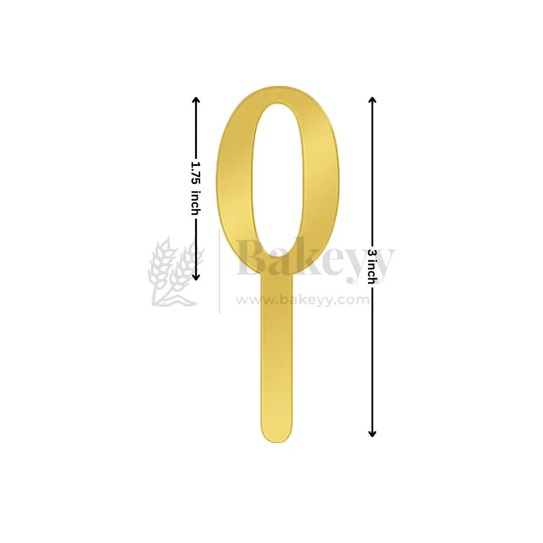 3 Inch | Golden Cake Topper Number 0 | 1 Piece