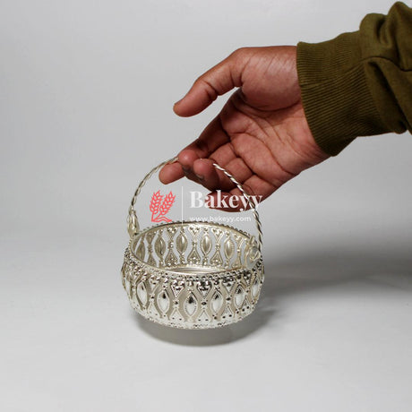 4 inch| Silver Plated Decorative Baskets For Gifts| Gift Baskets For Dry Fruits Gift Hampers, Return Gift for wedding, Anniversary, Birthday, house warming - Bakeyy.com - India - 4 inch| Silver Plated Decorative Baskets For Gifts| Gift Baskets For Dry Fruits Gift Hampers, Return Gift for wedding, Anniversary, Birthday, house warming - Default Title
