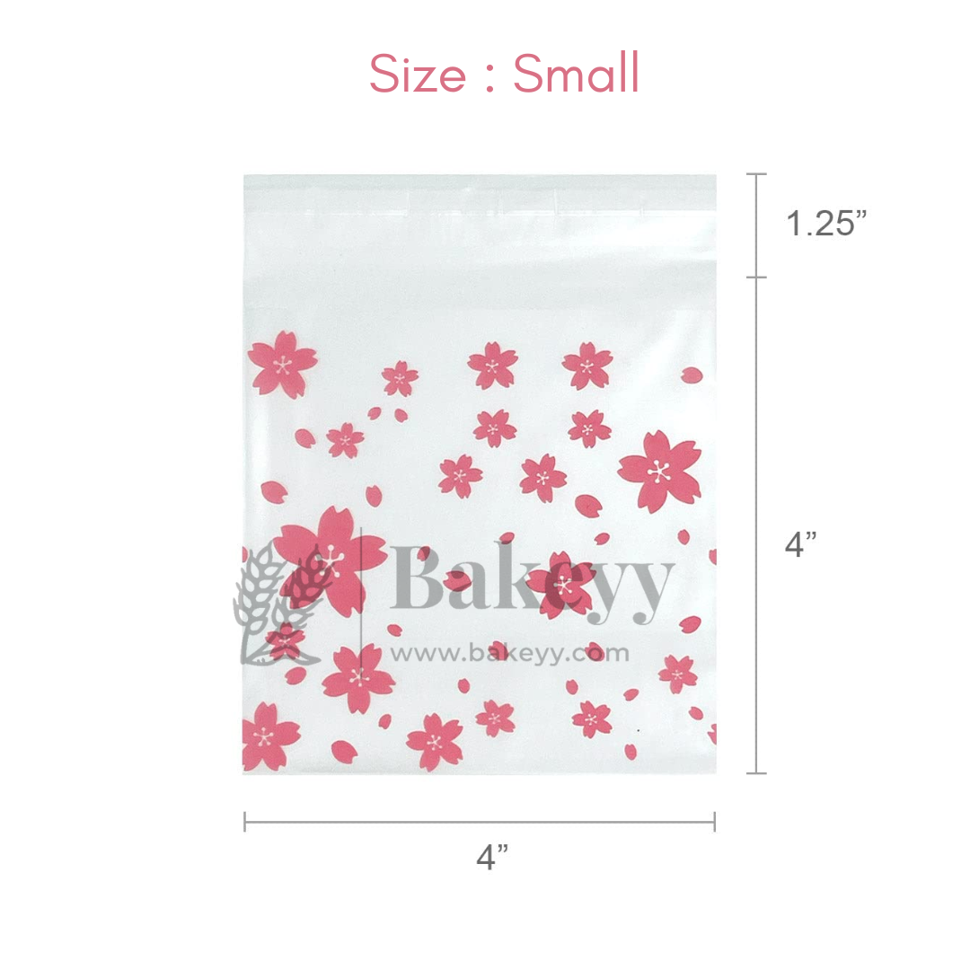 Daisy Flower Cellophane Bags | Pink | Clear Plastic Self Sealing Envelope Crystal Bag | Pack of 100