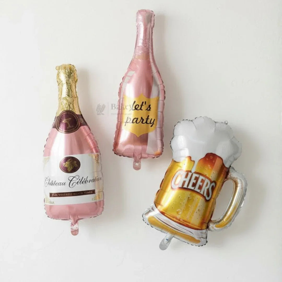Champagne Bottle Foil Balloon – Party Decoration Balloon for Birthday, Anniversary & New Year | Pack of 1 | Multiple Designs - Bakeyy.com - India - Champagne Bottle Foil Balloon – Party Decoration Balloon for Birthday, Anniversary & New Year | Pack of 1 | Multiple Designs - Design 1 75.00