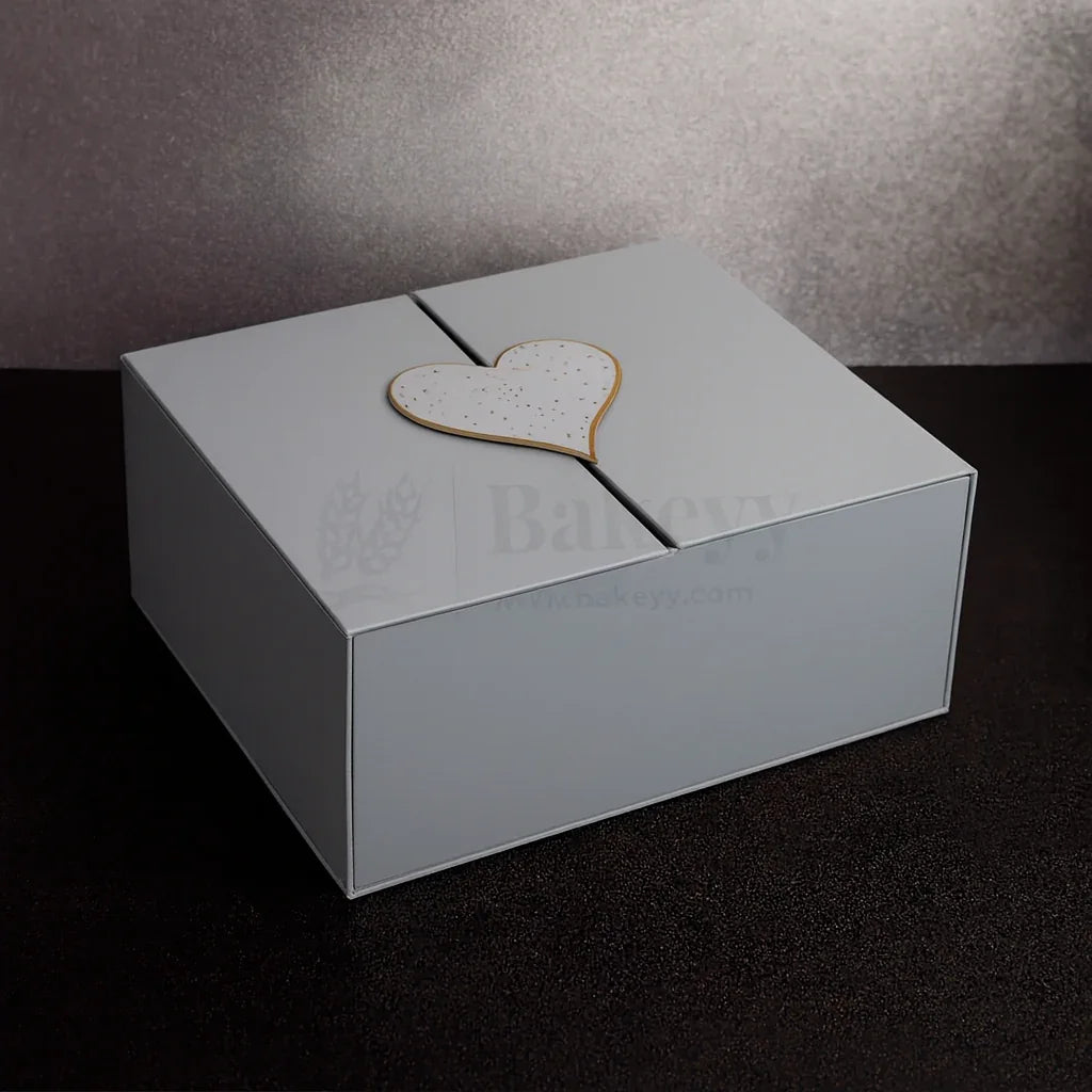 Grey Colour Folding Gift Box with Heart| 1 Piece