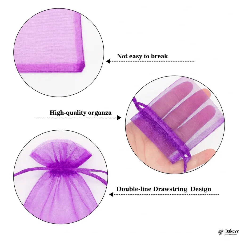 Dark Purple Organza Potli Bags | Drawstring Bags