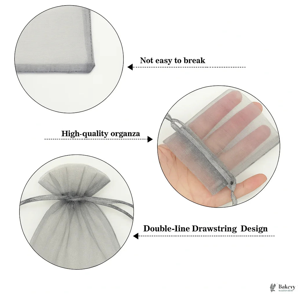 Grey Colour Organza Potli Bag