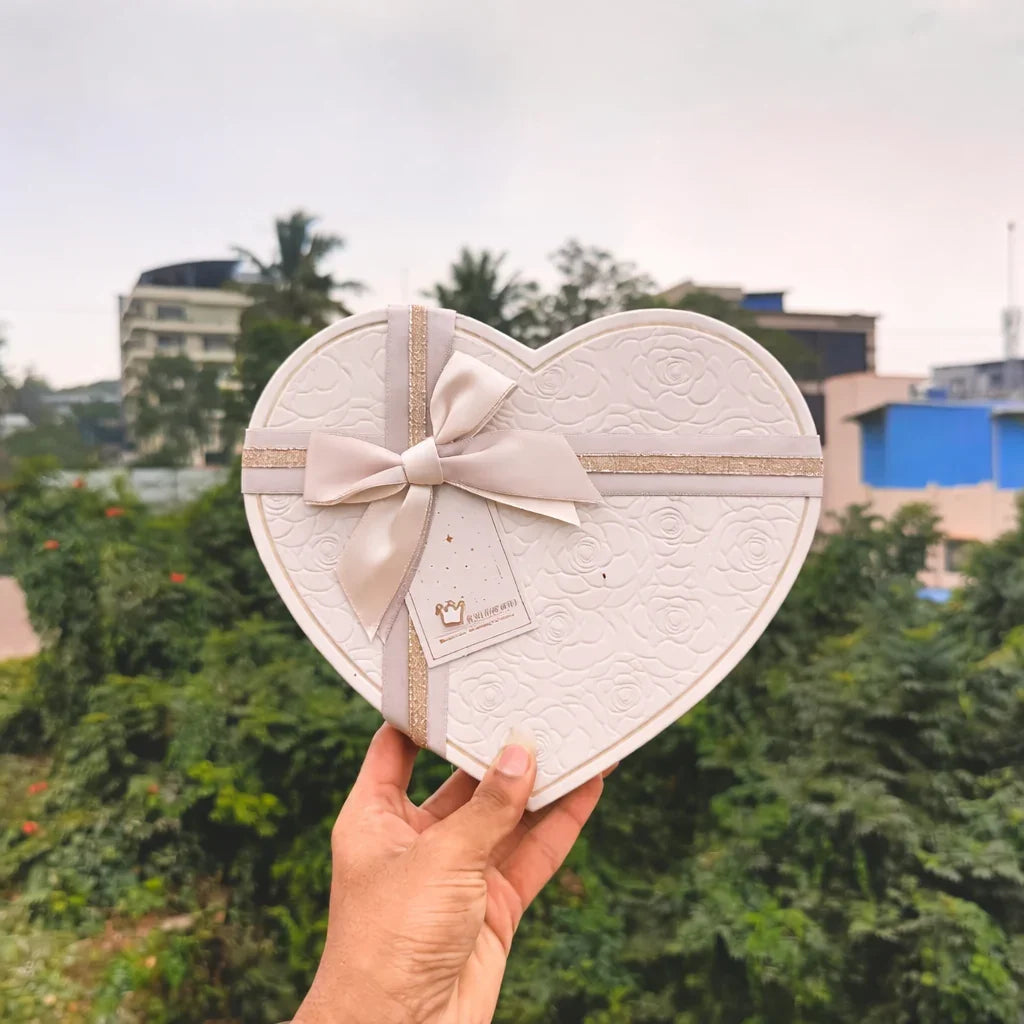 Heart Shape White Rigid Gift Box with Ribbon | Premium Valentine & Hampers Packaging Box | Luxury Storage & Gifting Box | Available in 3 Sizes | Pack of 1 - Bakeyy.com - India - Heart Shape White Rigid Gift Box with Ribbon | Premium Valentine & Hampers Packaging Box | Luxury Storage & Gifting Box | Available in 3 Sizes | Pack of 1 - Small 200.00