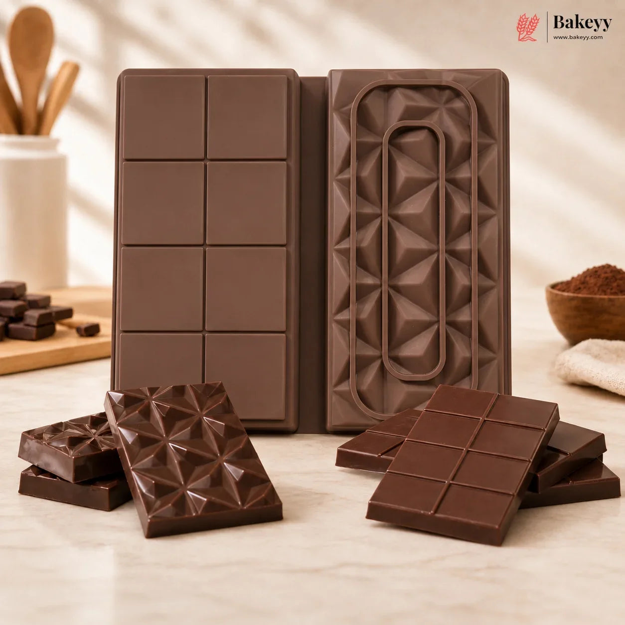 2 Cavity Assorted Design Chocolate Bar Silicone Mould