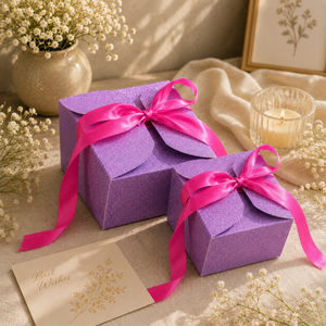 Goodie Box | Chocolate Packing with Glitter Box | Lavender Color | Pack Of 10