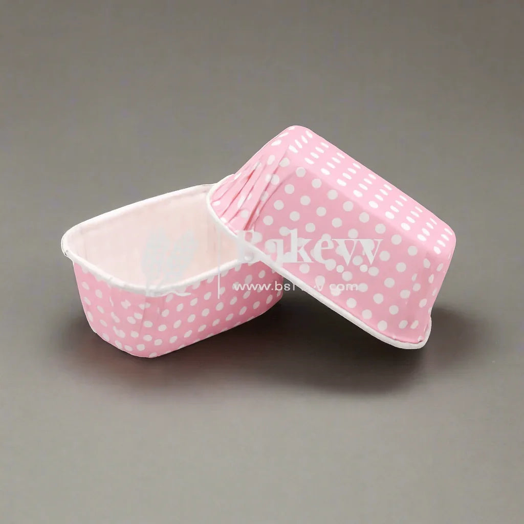 100 Gram Baby Pink  Bake and Serve Rectangle Mould  | Pack of 50 | Paper Baking Mould | Plum Cake Bar Mould