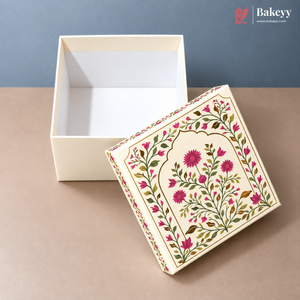 Premium Decorative Floral Print Gift Box – Square Keepsake Storage Box with Lid | Pack Of 1