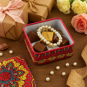 6x6x4Cm| Square Mandala Tin Box| Random Print Mandala Tin Box| Pack of 12 - Bakeyy.com - India - 6x6x4Cm| Square Mandala Tin Box| Random Print Mandala Tin Box| Pack of 12 - Default Title