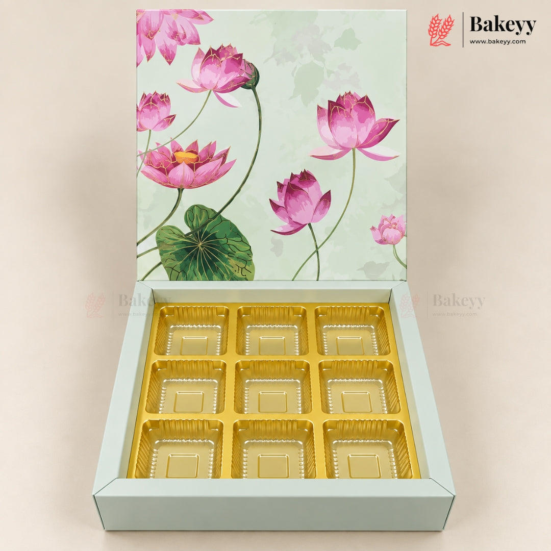 Printed Floral Chocolate Box with Golden Cavity | 3 Designs | Pack of 25
