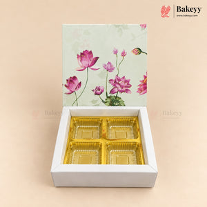 Printed Floral Chocolate Box with Golden Cavity | 3 Designs | Pack of 25
