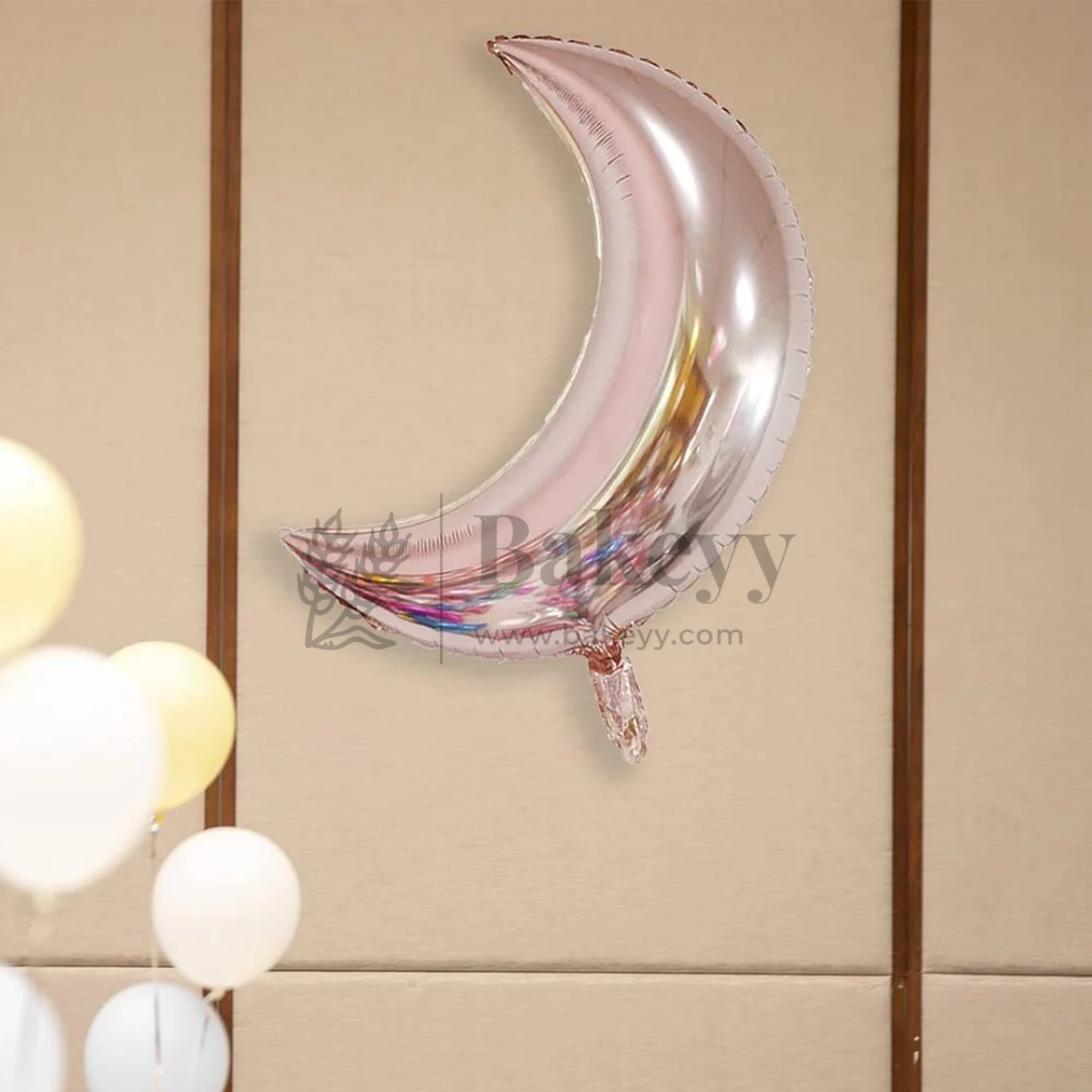 Rose Pink Crescent Moon Foil Balloons | Party Decorative | 2 Piece