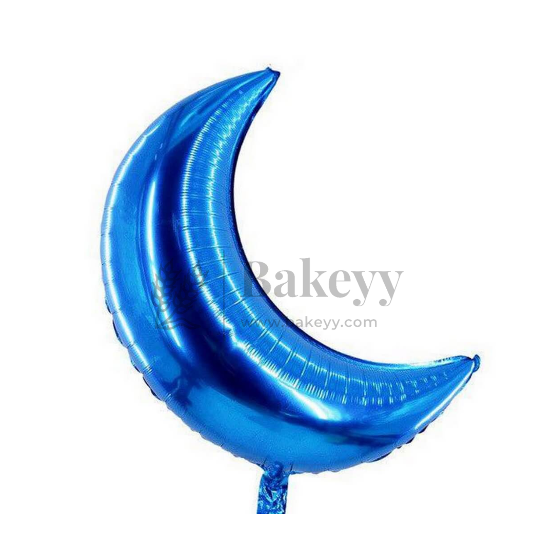 Blue Crescent Moon Foil Balloons | Party Decorative | 2 Piece