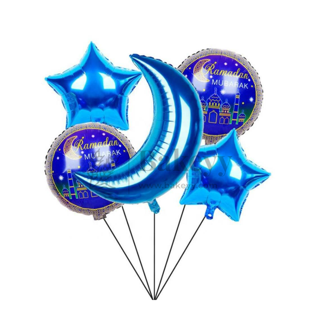 Blue Crescent Moon Foil Balloons | Party Decorative | 2 Piece