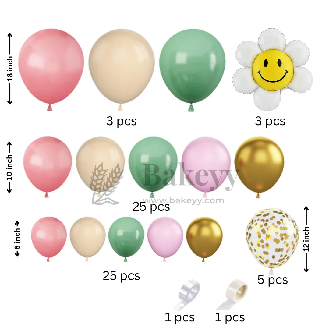 Pastel Birthday Balloon Arch Kit with Smiley Flowers | Party Decor | 1 Piece - Bakeyy.com - India - Pastel Birthday Balloon Arch Kit with Smiley Flowers | Party Decor | 1 Piece - Default Title