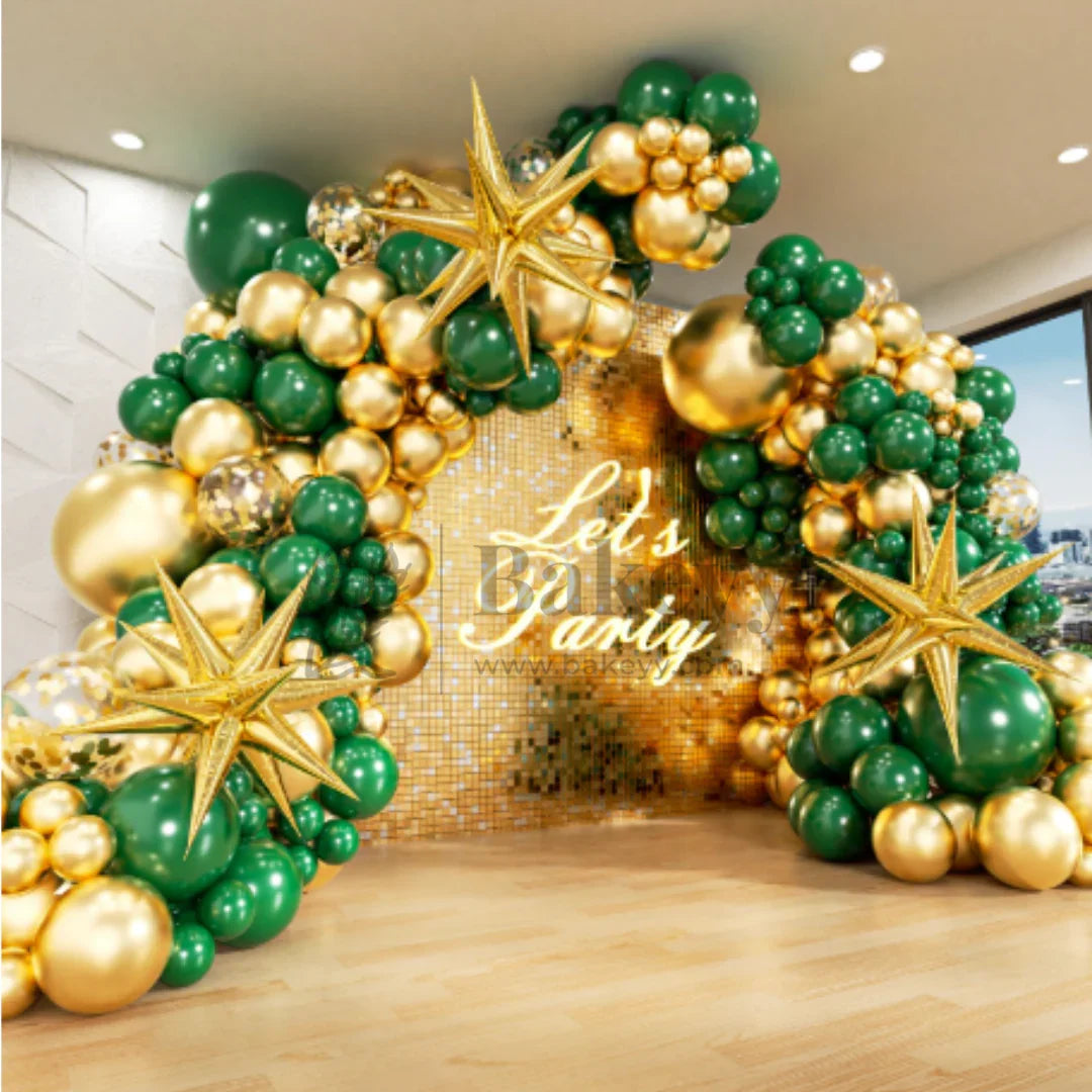 Green & Gold Balloon Arch Decoration Kit with Star Foil Balloons | Party Decor | 1 Piece - Bakeyy.com - India - Green & Gold Balloon Arch Decoration Kit with Star Foil Balloons | Party Decor | 1 Piece - Default Title