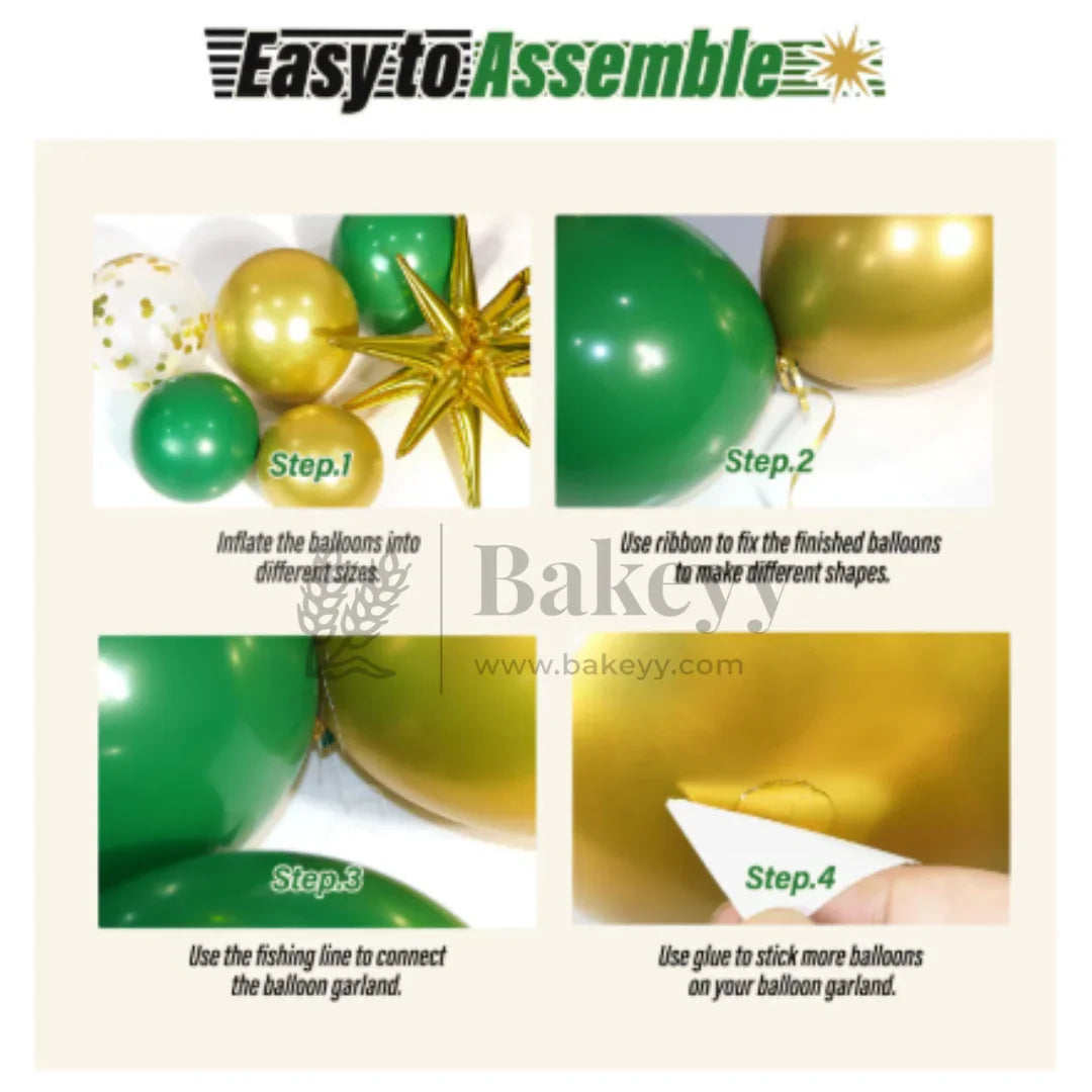 Green & Gold Balloon Arch Decoration Kit with Star Foil Balloons | Party Decor | 1 Piece - Bakeyy.com - India - Green & Gold Balloon Arch Decoration Kit with Star Foil Balloons | Party Decor | 1 Piece - Default Title