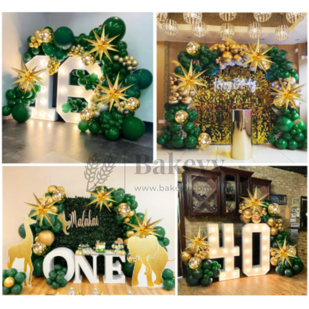 Green & Gold Balloon Arch Decoration Kit with Star Foil Balloons | Party Decor | 1 Piece