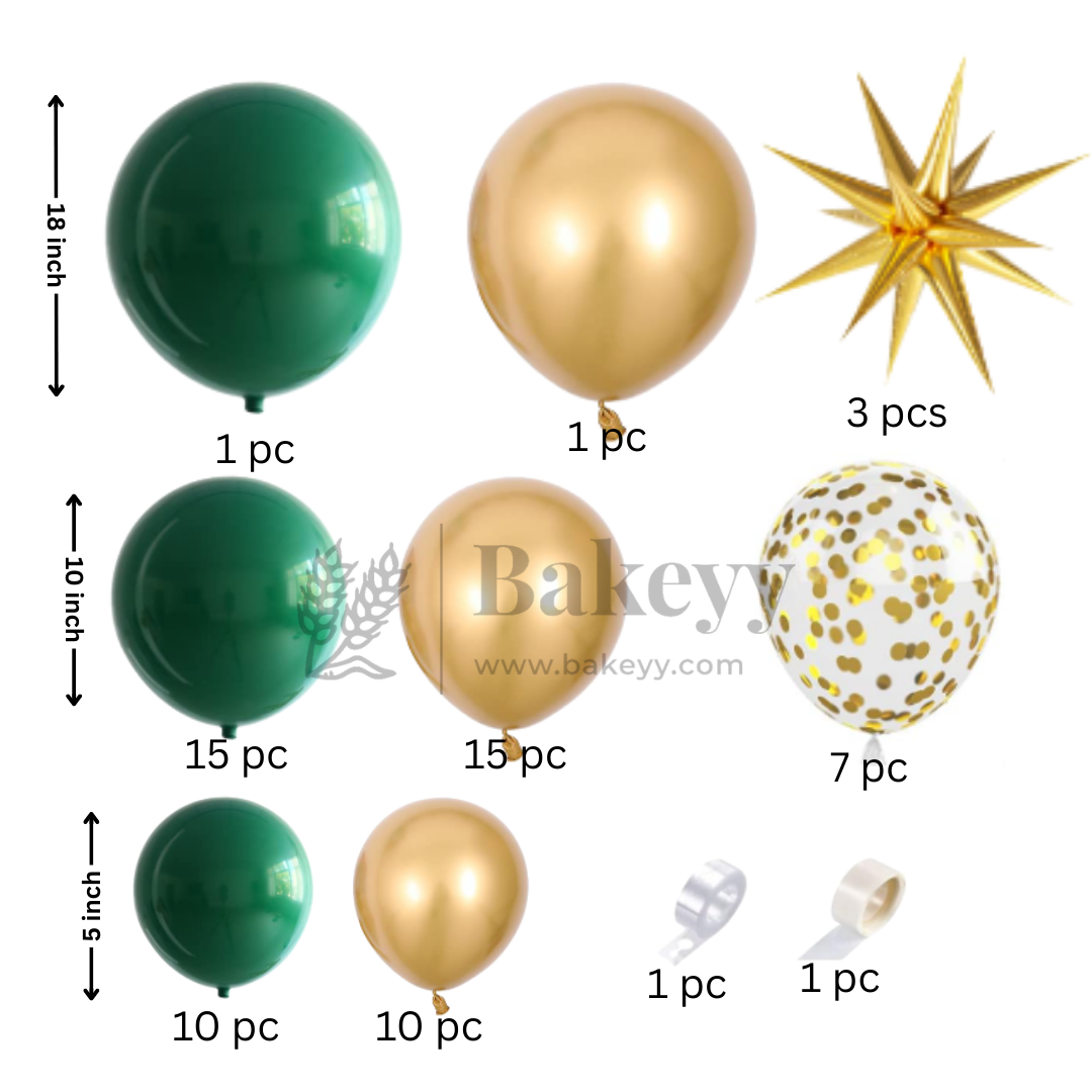 Green & Gold Balloon Arch Decoration Kit with Star Foil Balloons | Party Decor | 1 Piece