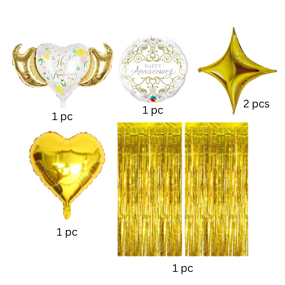 Black & Gold Balloon Arch Decoration Kit with Star Foil Balloons | Party Decor | 1 Piece