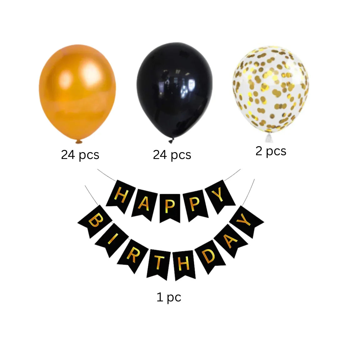 Black & Gold Balloon Arch Decoration Kit with Star Foil Balloons | Party Decor | 1 Piece - Bakeyy.com - India - Black & Gold Balloon Arch Decoration Kit with Star Foil Balloons | Party Decor | 1 Piece - Default Title