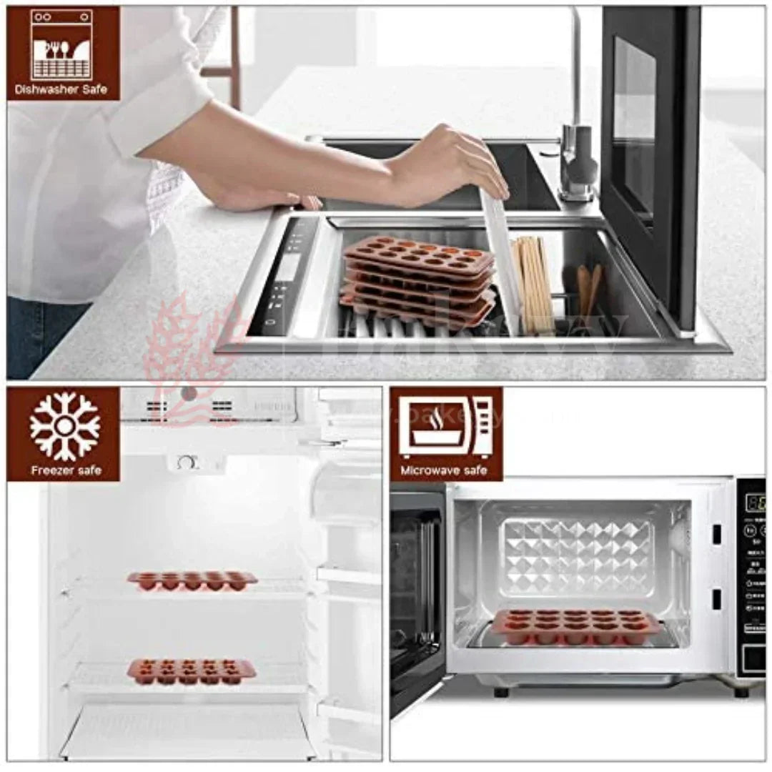 15-Cavity | Smiley Face Shaped Silicone Chocolate Mould | Non-Stick Baking & Candy Making Tray | 1 Piece