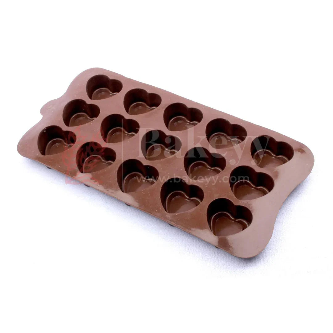 15-Cavity | Double-Layer Heart Shaped Silicone Chocolate Mould | Non-Stick Baking & Candy Making Tray | 1 Piece