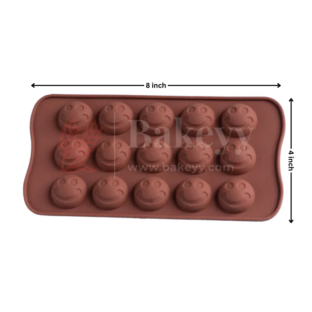 15-Cavity | Smiley Face Shaped Silicone Chocolate Mould | Non-Stick Baking & Candy Making Tray | 1 Piece