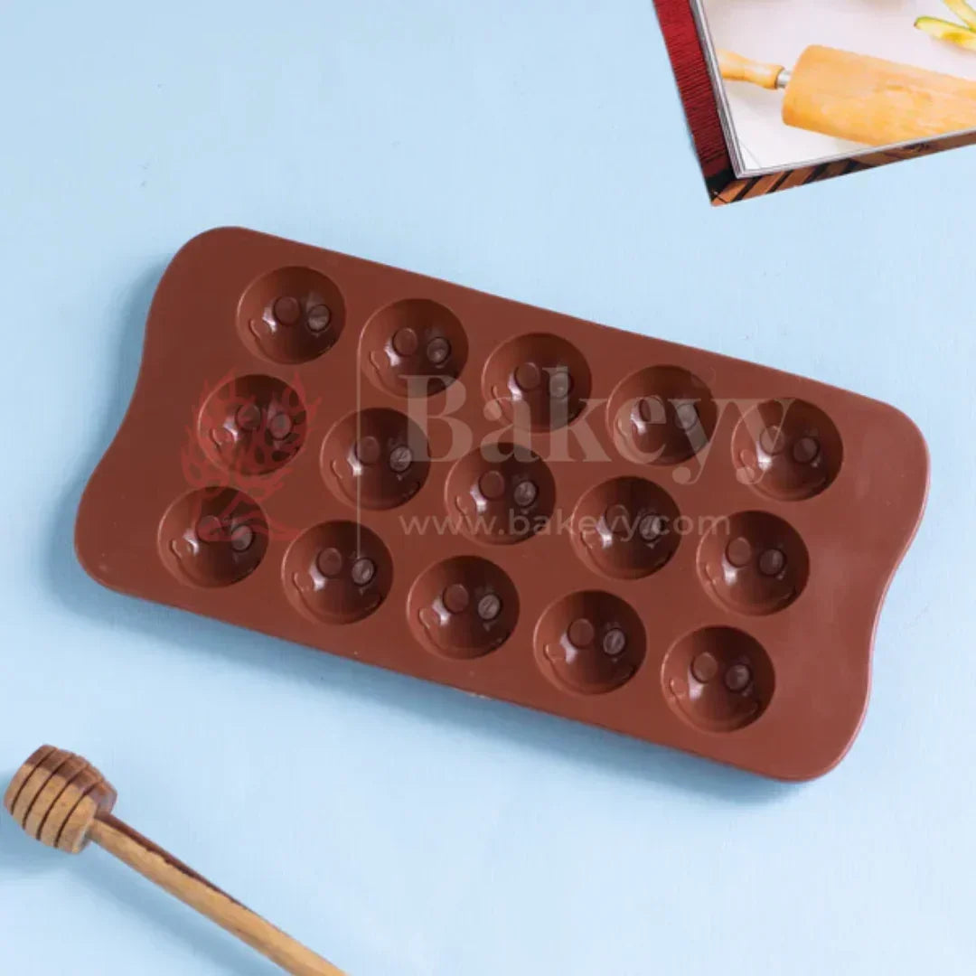 15-Cavity | Smiley Face Shaped Silicone Chocolate Mould | Non-Stick Baking & Candy Making Tray | 1 Piece - Bakeyy.com - India - 15-Cavity | Smiley Face Shaped Silicone Chocolate Mould | Non-Stick Baking & Candy Making Tray | 1 Piece - Default Title