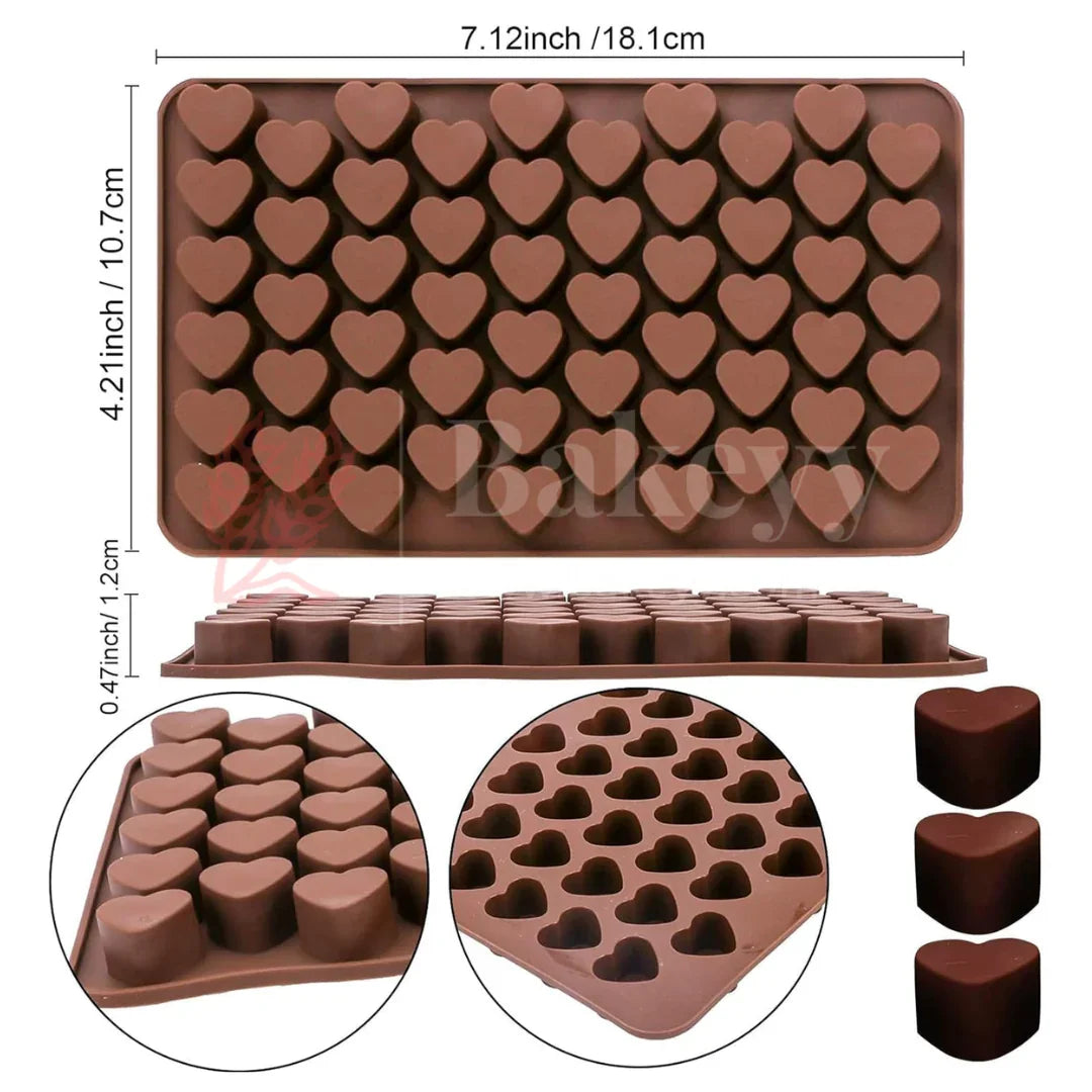 50-Cavity | Mini Hearts Shaped Silicone Chocolate Mould | Non-Stick Baking & Candy Making Tray | 1 Piece