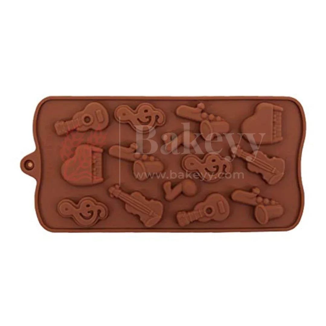 14-Cavity | Musical Instruments Silicone Chocolate Mould | Guitar, Piano, Violin & Notes Design | Non-Stick Baking & Candy Making Tray | 1 Piece - Bakeyy.com - India - 14-Cavity | Musical Instruments Silicone Chocolate Mould | Guitar, Piano, Violin & Notes Design | Non-Stick Baking & Candy Making Tray | 1 Piece - Default Title