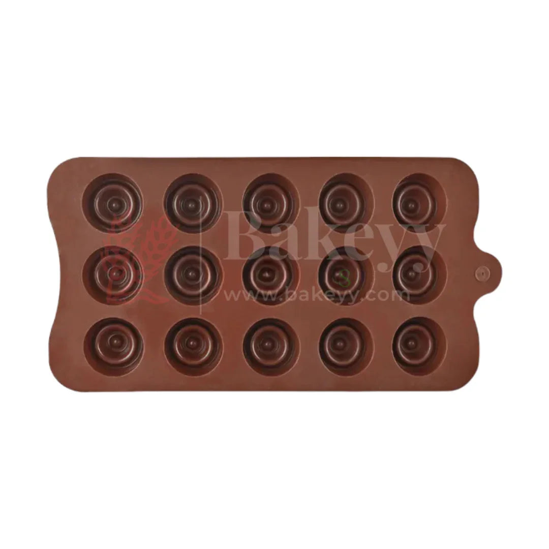 15-Cavity | Donuts Shaped Silicone Chocolate Mould | Non-Stick Baking & Candy Making Tray | 1 Piece