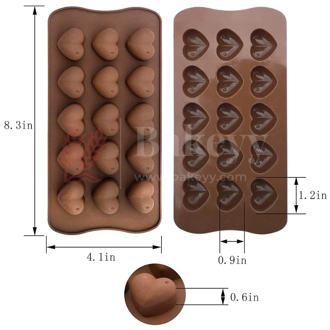 15-Cavity | Heart Drop Shape Silicone Chocolate Mold | Non-Stick Baking & Candy Making Tray | 1 Piece